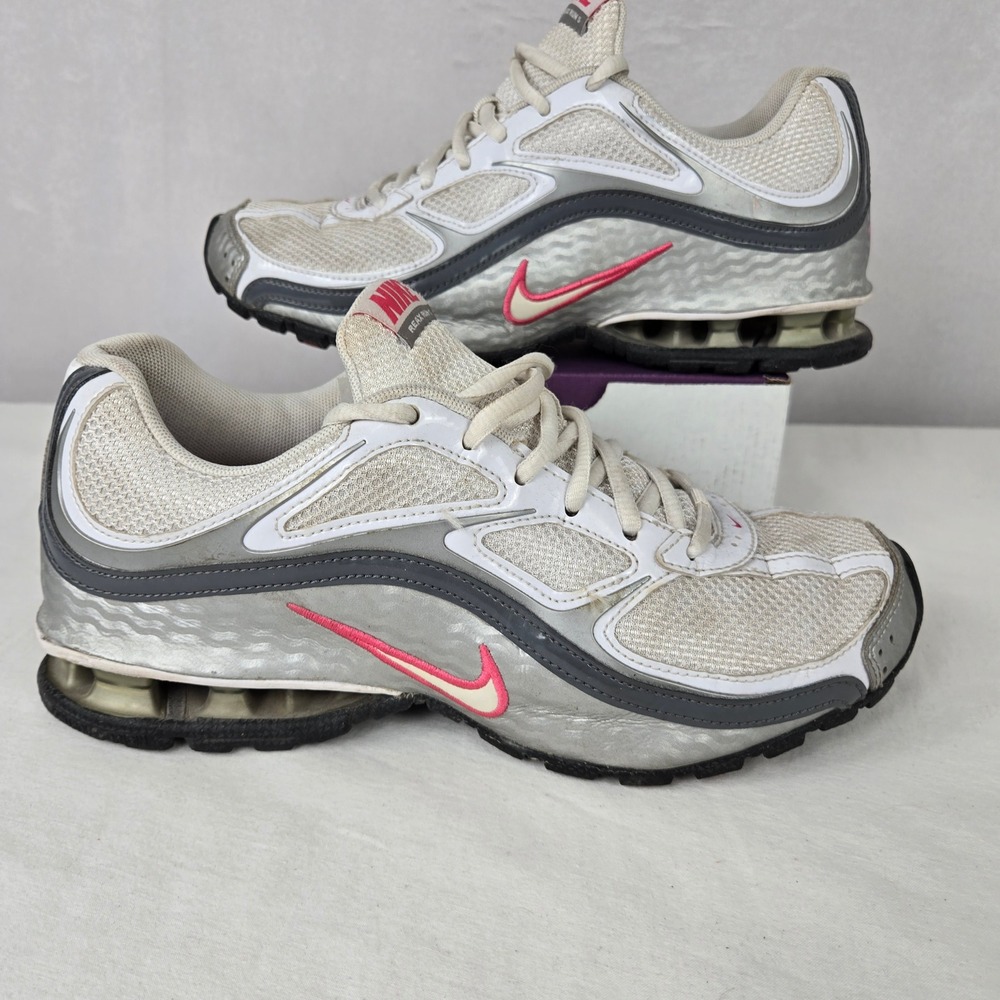 Nike Reax Run 5 Womens Running Shoes White Silver Pink 407987-116 Size 8